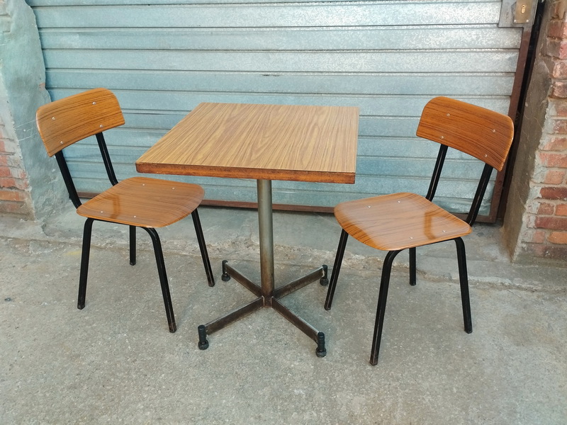 mesa formica madera cuadrada 74x59.5x59.4 6u